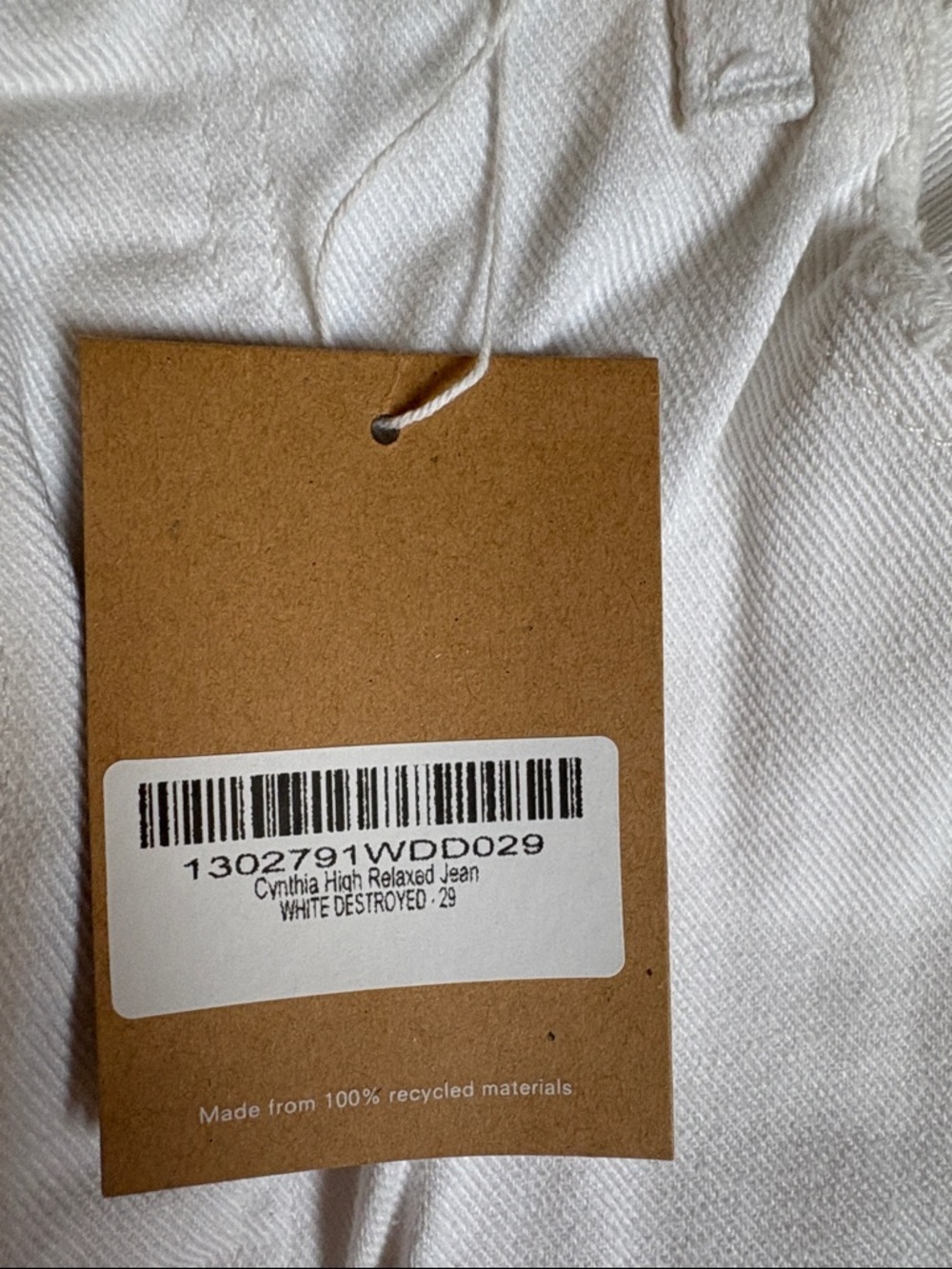 NWT reformation jeans Cynthia High Relaxed Jean WHITE DESTROYED, size 29 - Picture 4 of 5